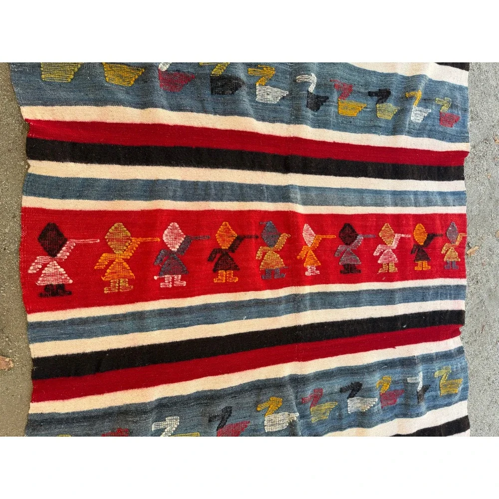 Guatemalan Mayan Momostenango Folk Art Throw Blanket 76x51 Guatemala Handwoven